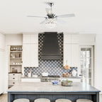 Kronleuchter/Deckenventilator mit 4 Leuchten (Chrom/Kristall) und Fernbedienung