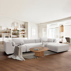 Modulares Ecksofa Cloud 144 mit Hocker – Wohnzimmersofa aus weichem Chenille-Stoff