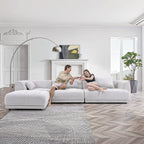 Modulares Ecksofa Cloud 144 mit Hocker – Wohnzimmersofa aus weichem Chenille-Stoff