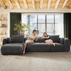 Modulares Ecksofa Cloud 144 mit Hocker – Wohnzimmersofa aus weichem Chenille-Stoff