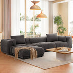 Modulares Ecksofa Cloud 144 mit Hocker – Wohnzimmersofa aus weichem Chenille-Stoff