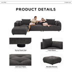 Modulares Ecksofa Cloud 144 mit Hocker – Wohnzimmersofa aus weichem Chenille-Stoff