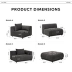 Modulares Ecksofa Cloud 144 mit Hocker – Wohnzimmersofa aus weichem Chenille-Stoff