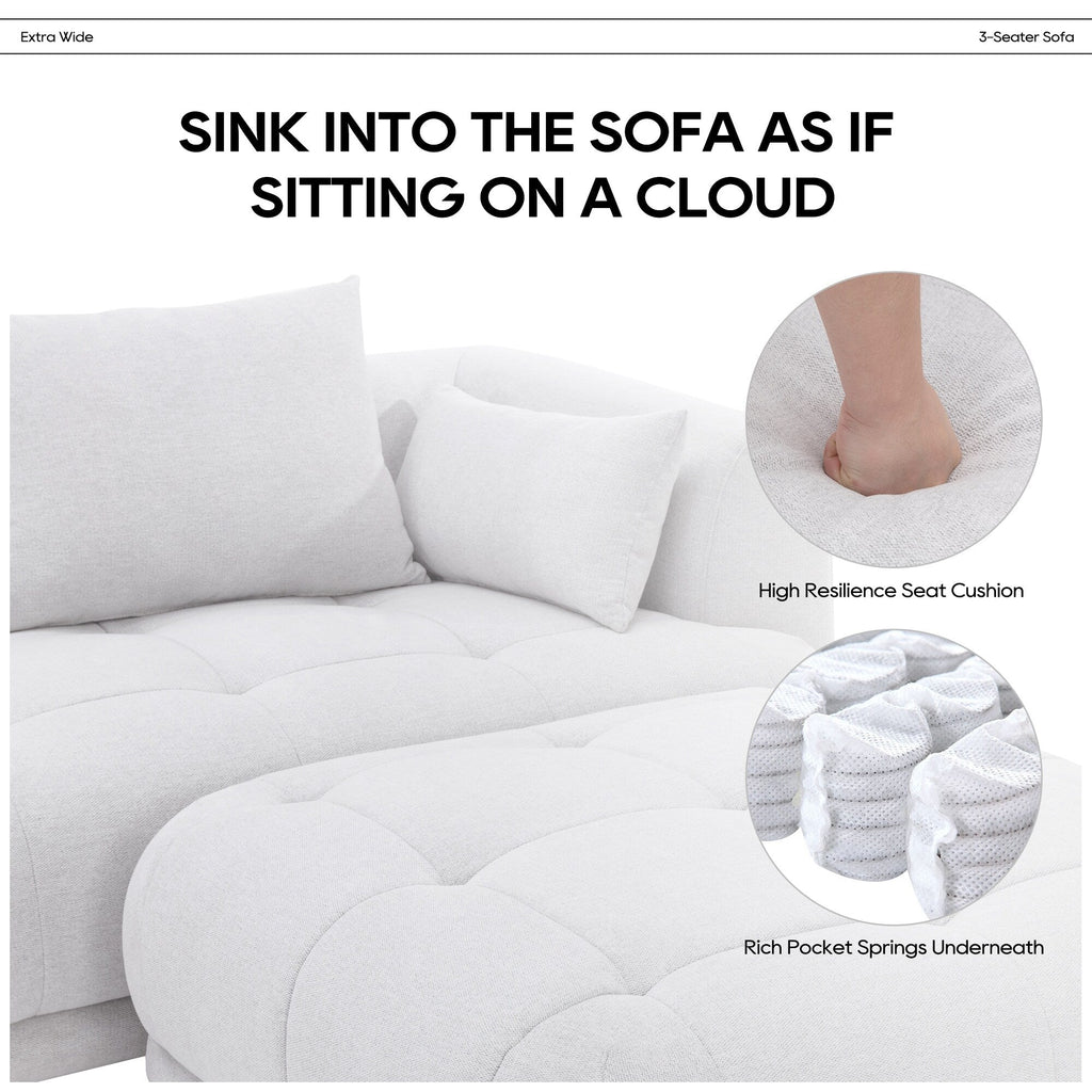 Modulares Ecksofa Cloud 144 mit Hocker – Wohnzimmersofa aus weichem Chenille-Stoff