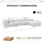 Modulares Ecksofa Cloud 144 mit Hocker – Wohnzimmersofa aus weichem Chenille-Stoff
