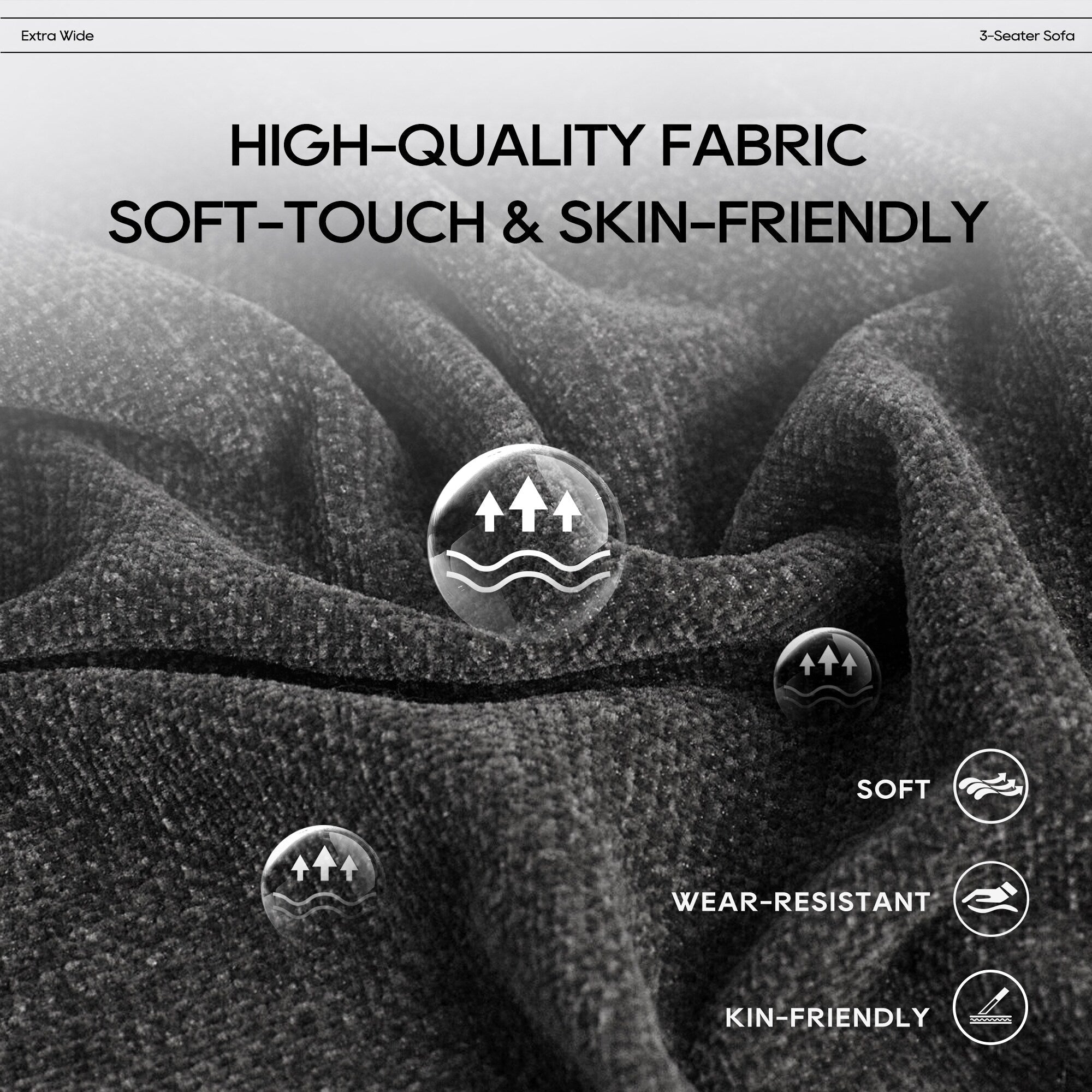 Modulares Ecksofa Cloud 144 mit Hocker – Wohnzimmersofa aus weichem Chenille-Stoff