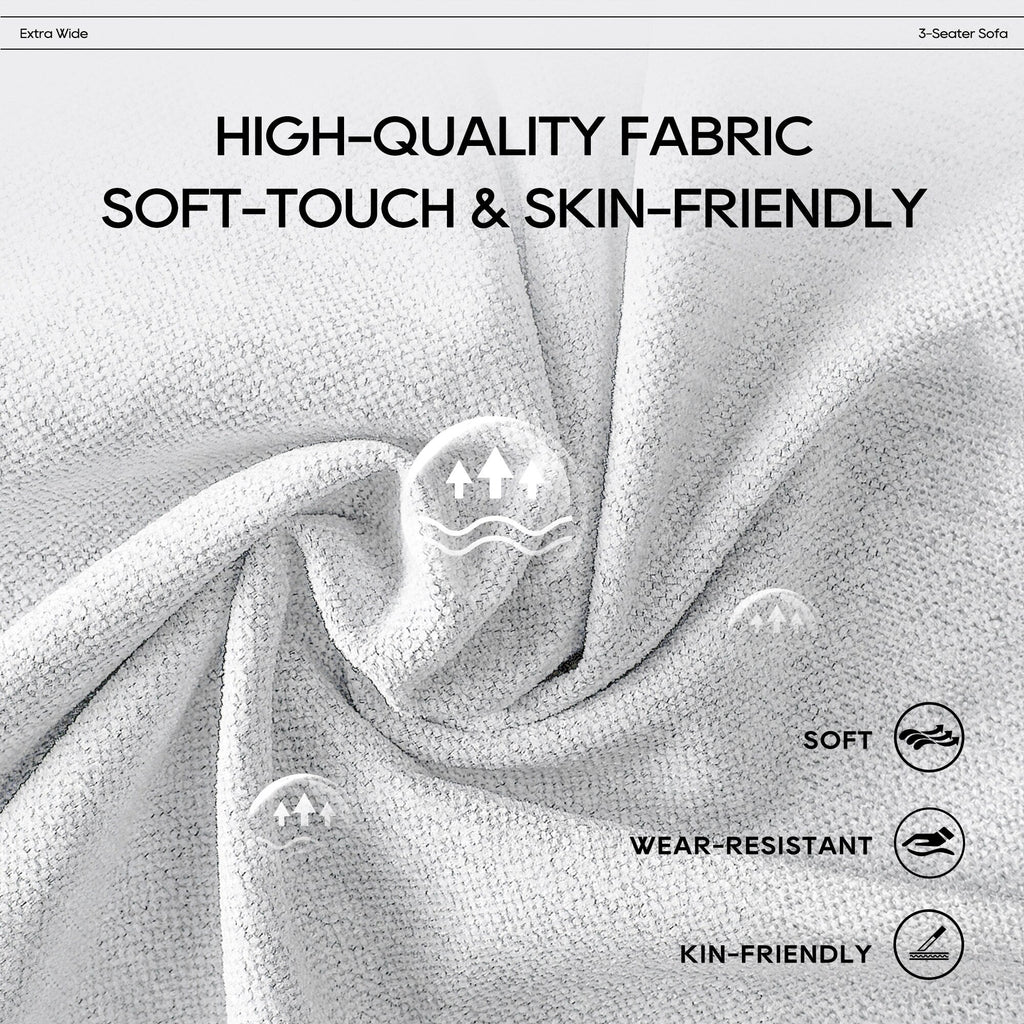 Modulares Ecksofa Cloud 144 mit Hocker – Wohnzimmersofa aus weichem Chenille-Stoff