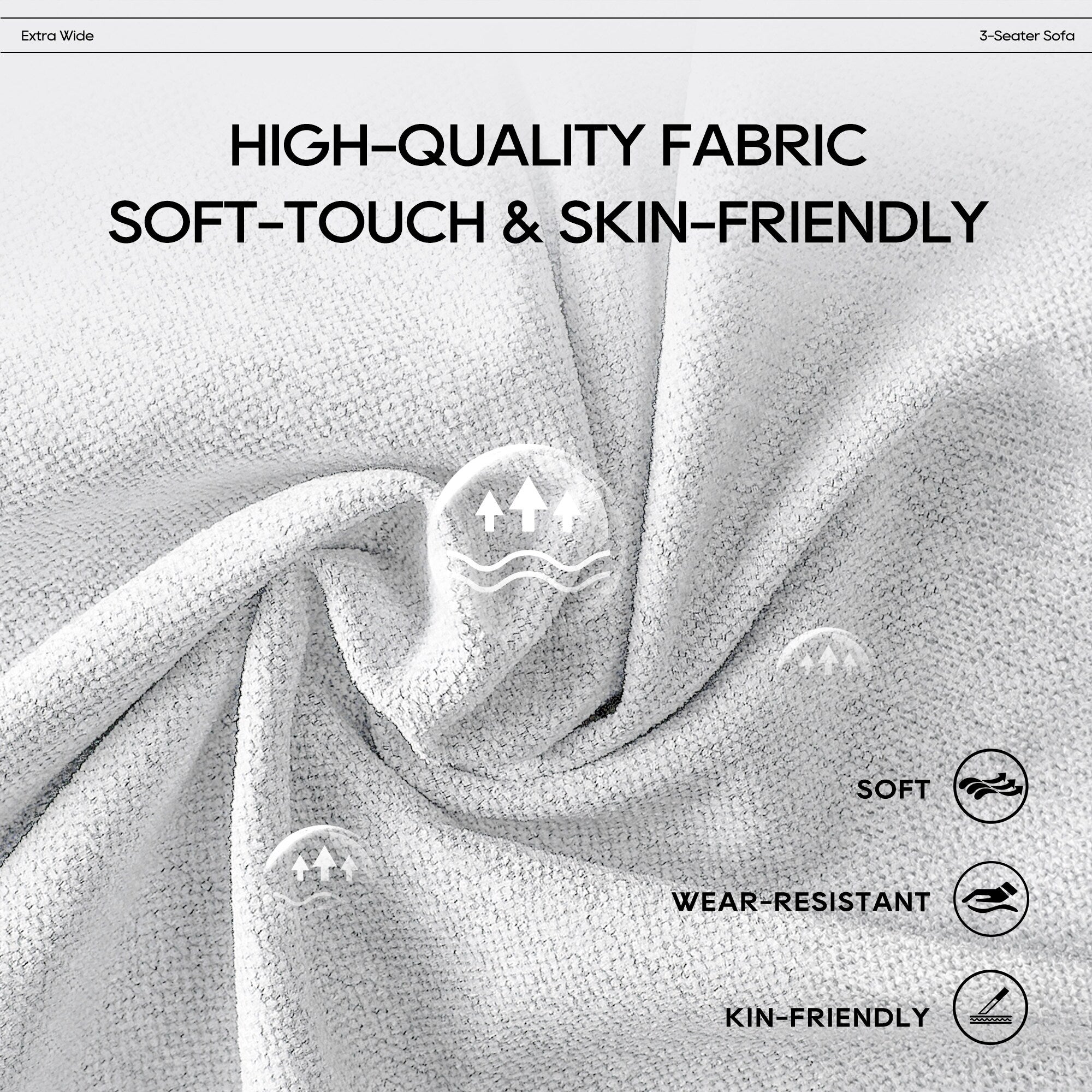 Modulares Ecksofa Cloud 144 mit Hocker – Wohnzimmersofa aus weichem Chenille-Stoff