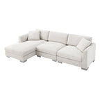 Cloud Ecksofa, L-förmige Luxus-Couchgarnitur mit 2 kostenlosen Kissen, 4-Sitzer Chenille-Innenmöbel mit übergroßer Chaiselongue