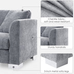 Cloud Ecksofa, L-förmige Luxus-Couchgarnitur mit 2 kostenlosen Kissen, 4-Sitzer Chenille-Innenmöbel mit übergroßer Chaiselongue