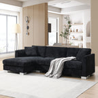 Cloud Ecksofa, L-förmige Luxus-Couchgarnitur mit 2 kostenlosen Kissen, 4-Sitzer Chenille-Innenmöbel mit übergroßer Chaiselongue