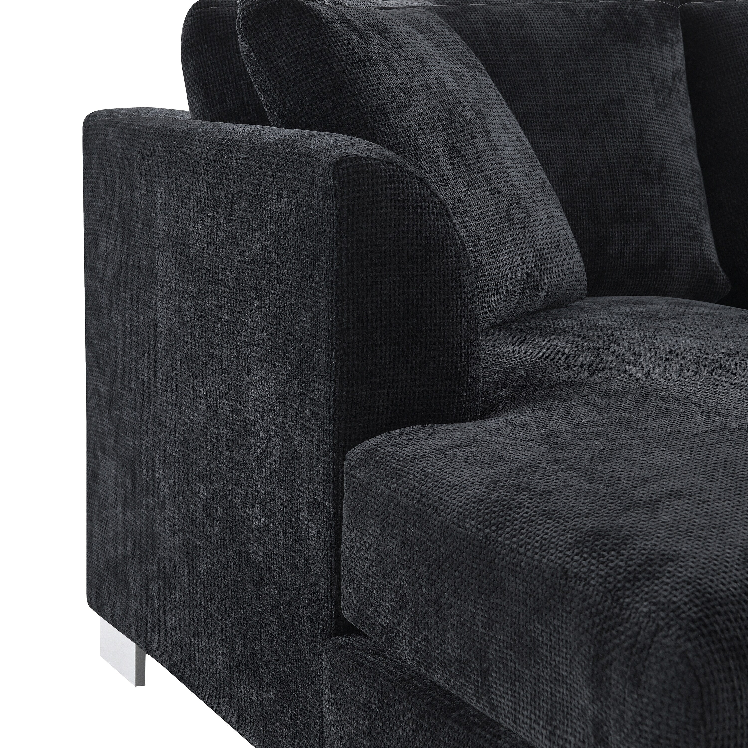 Cloud Ecksofa, L-förmige Luxus-Couchgarnitur mit 2 kostenlosen Kissen, 4-Sitzer Chenille-Innenmöbel mit übergroßer Chaiselongue