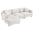 Cloud Ecksofa, L-förmige Luxus-Couchgarnitur mit 2 kostenlosen Kissen, 4-Sitzer Chenille-Innenmöbel mit übergroßer Chaiselongue