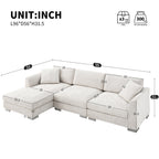 Cloud Ecksofa, L-förmige Luxus-Couchgarnitur mit 2 kostenlosen Kissen, 4-Sitzer Chenille-Innenmöbel mit übergroßer Chaiselongue
