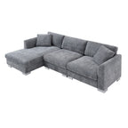 Cloud Ecksofa, L-förmige Luxus-Couchgarnitur mit 2 kostenlosen Kissen, 4-Sitzer Chenille-Innenmöbel mit übergroßer Chaiselongue
