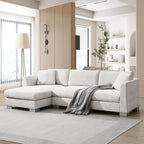 Cloud Ecksofa, L-förmige Luxus-Couchgarnitur mit 2 kostenlosen Kissen, 4-Sitzer Chenille-Innenmöbel mit übergroßer Chaiselongue