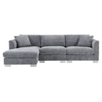 Cloud Ecksofa, L-förmige Luxus-Couchgarnitur mit 2 kostenlosen Kissen, 4-Sitzer Chenille-Innenmöbel mit übergroßer Chaiselongue