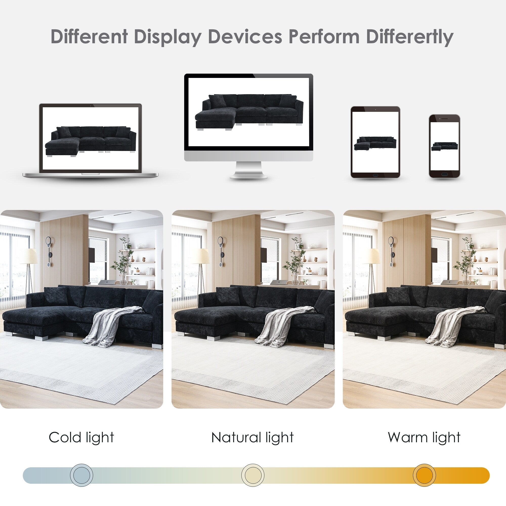 Cloud Ecksofa, L-förmige Luxus-Couchgarnitur mit 2 kostenlosen Kissen, 4-Sitzer Chenille-Innenmöbel mit übergroßer Chaiselongue