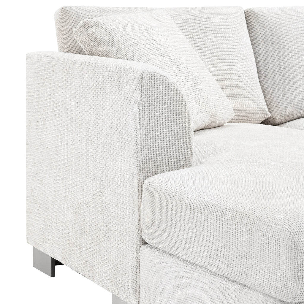 Cloud Ecksofa, L-förmige Luxus-Couchgarnitur mit 2 kostenlosen Kissen, 4-Sitzer Chenille-Innenmöbel mit übergroßer Chaiselongue