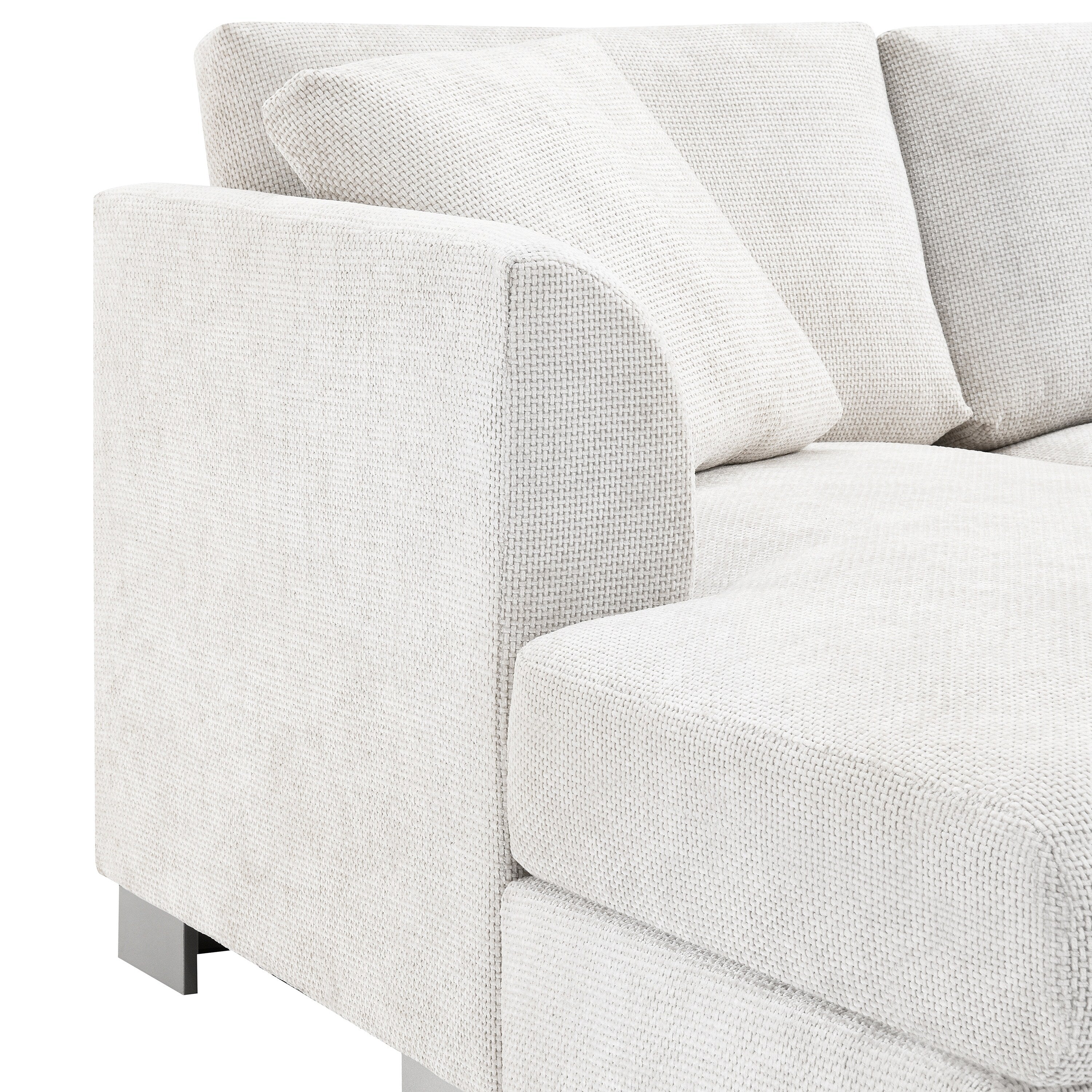 Cloud Ecksofa, L-förmige Luxus-Couchgarnitur mit 2 kostenlosen Kissen, 4-Sitzer Chenille-Innenmöbel mit übergroßer Chaiselongue