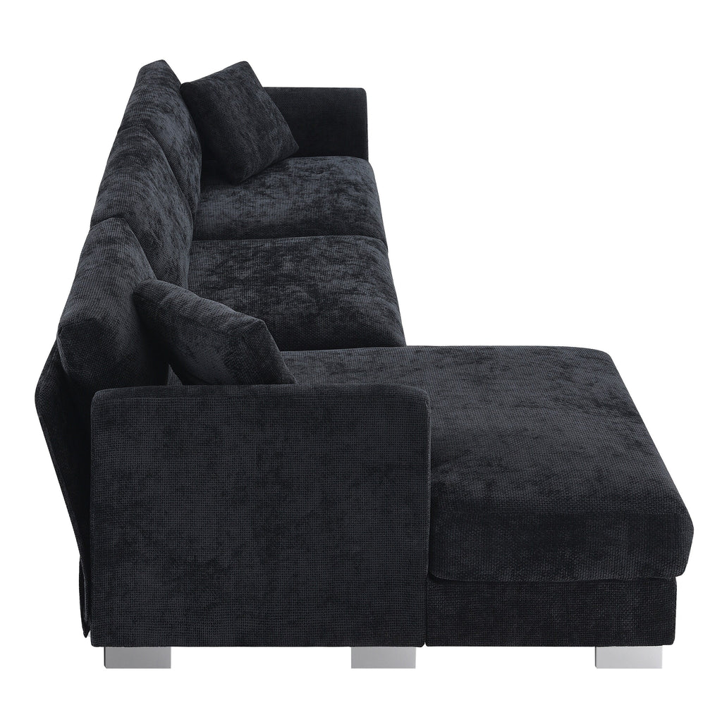 Cloud Ecksofa, L-förmige Luxus-Couchgarnitur mit 2 kostenlosen Kissen, 4-Sitzer Chenille-Innenmöbel mit übergroßer Chaiselongue