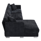 Cloud Ecksofa, L-förmige Luxus-Couchgarnitur mit 2 kostenlosen Kissen, 4-Sitzer Chenille-Innenmöbel mit übergroßer Chaiselongue