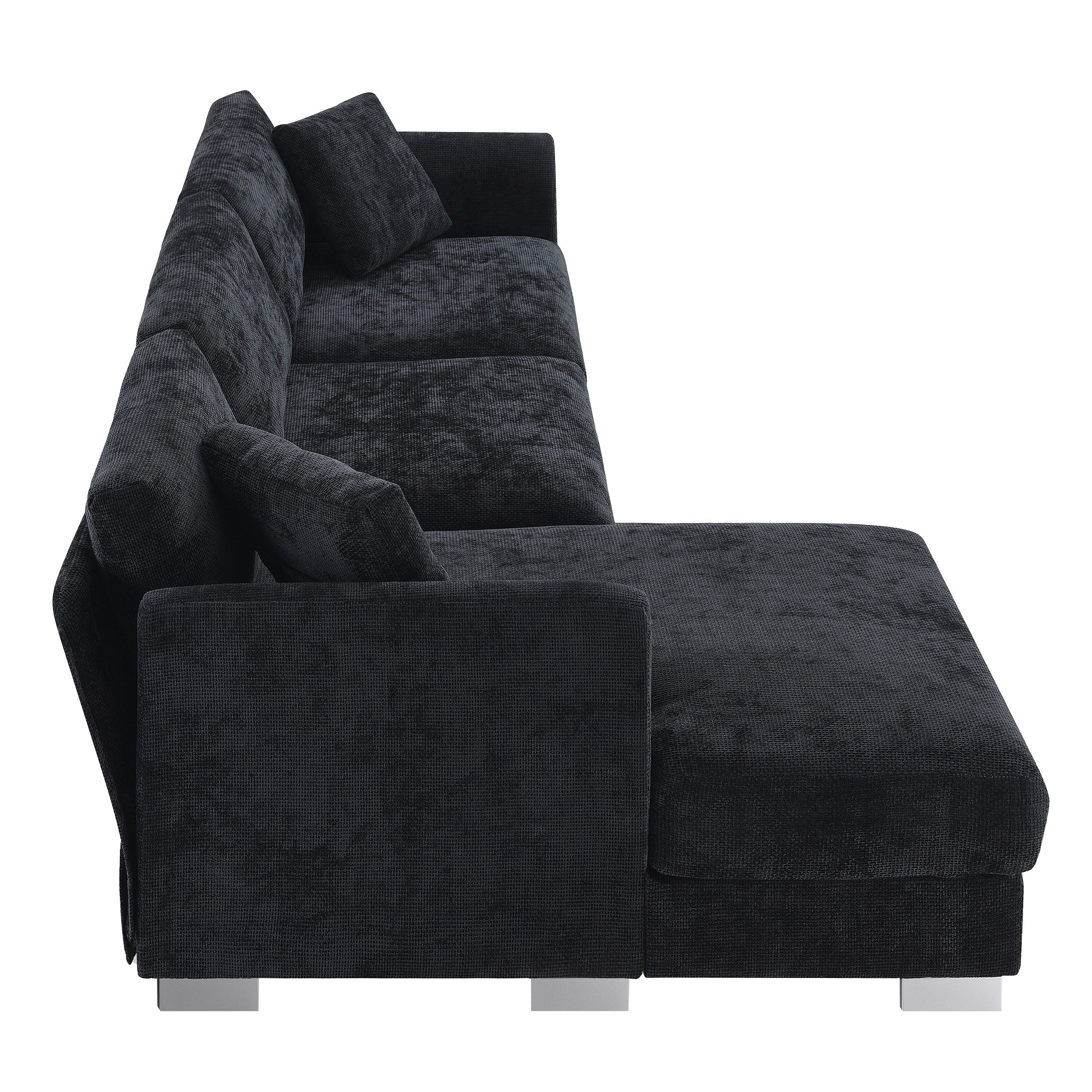 Cloud Ecksofa, L-förmige Luxus-Couchgarnitur mit 2 kostenlosen Kissen, 4-Sitzer Chenille-Innenmöbel mit übergroßer Chaiselongue