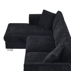 Cloud Ecksofa, L-förmige Luxus-Couchgarnitur mit 2 kostenlosen Kissen, 4-Sitzer Chenille-Innenmöbel mit übergroßer Chaiselongue