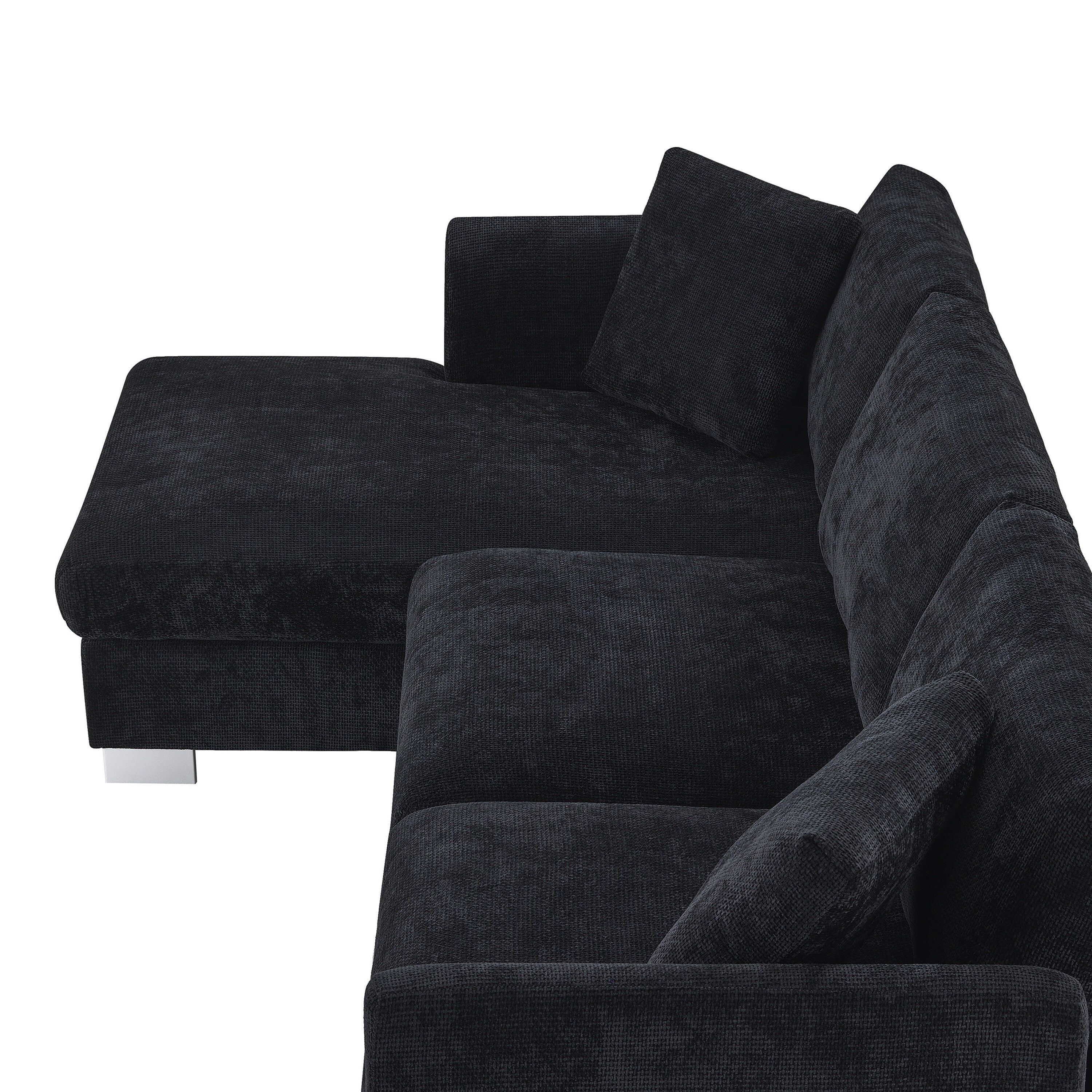 Cloud Ecksofa, L-förmige Luxus-Couchgarnitur mit 2 kostenlosen Kissen, 4-Sitzer Chenille-Innenmöbel mit übergroßer Chaiselongue