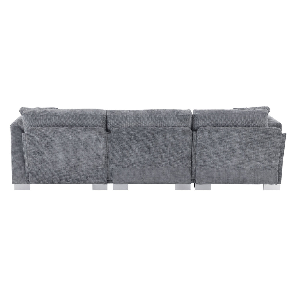 Cloud Ecksofa, L-förmige Luxus-Couchgarnitur mit 2 kostenlosen Kissen, 4-Sitzer Chenille-Innenmöbel mit übergroßer Chaiselongue