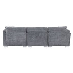 Cloud Ecksofa, L-förmige Luxus-Couchgarnitur mit 2 kostenlosen Kissen, 4-Sitzer Chenille-Innenmöbel mit übergroßer Chaiselongue