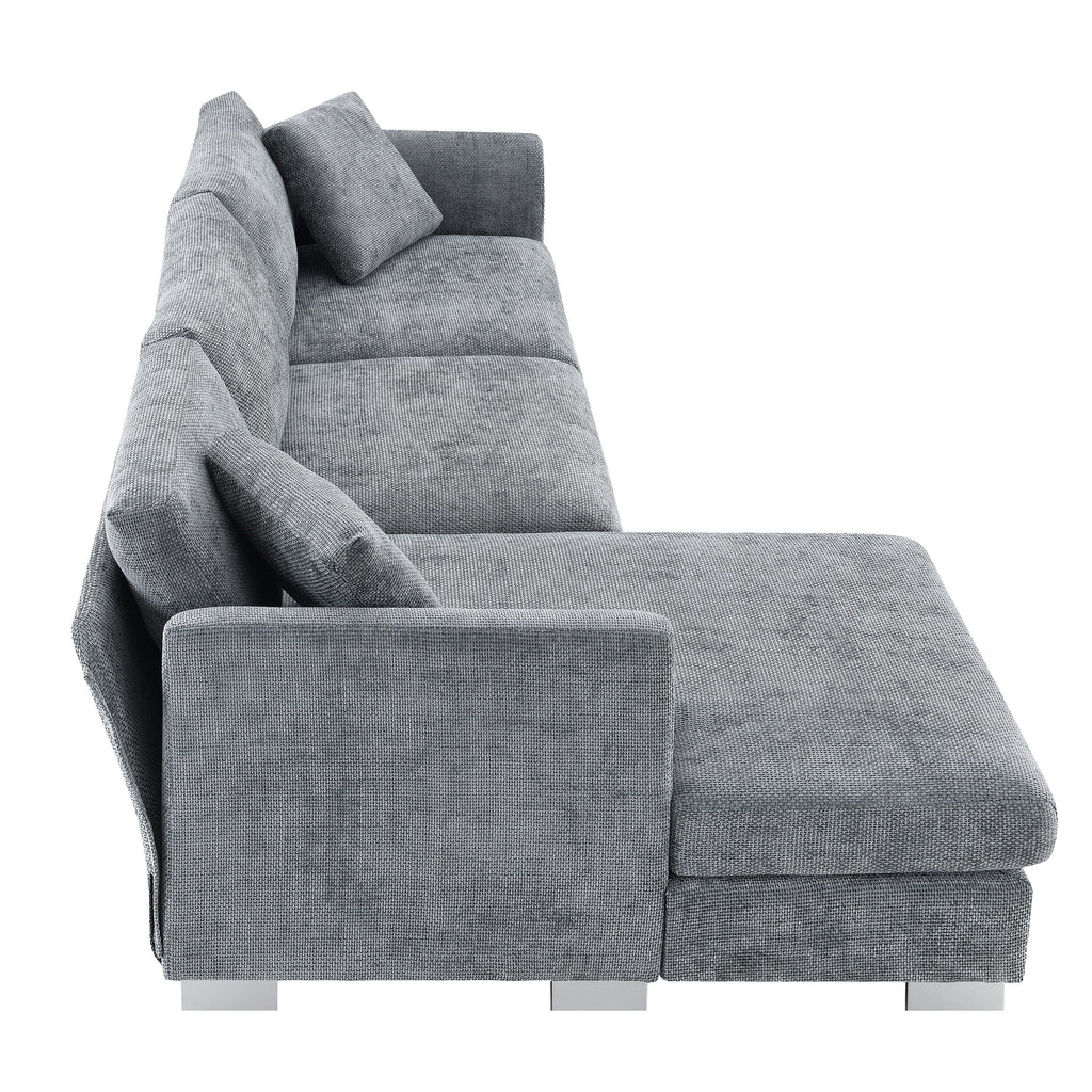 Cloud Ecksofa, L-förmige Luxus-Couchgarnitur mit 2 kostenlosen Kissen, 4-Sitzer Chenille-Innenmöbel mit übergroßer Chaiselongue