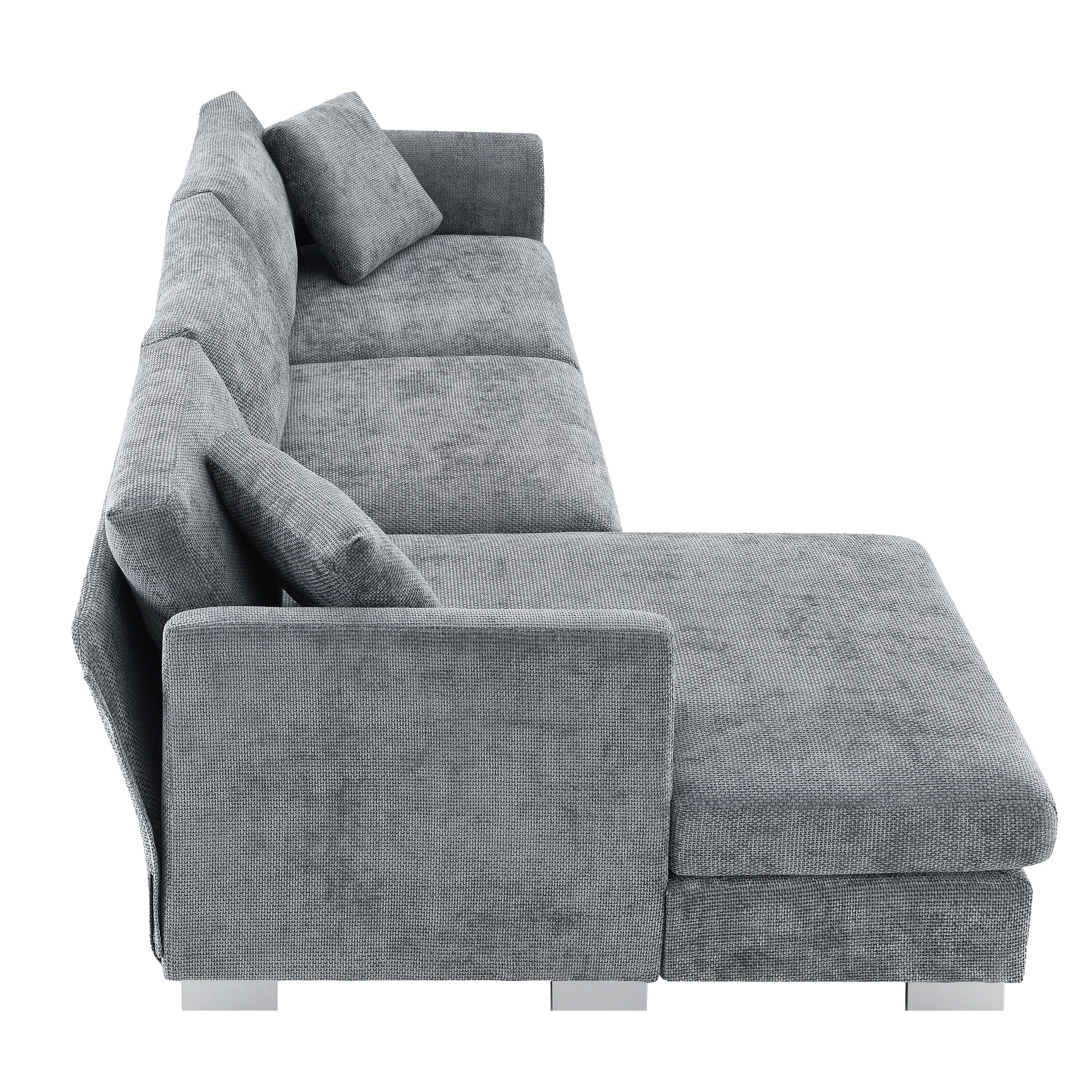 Cloud Ecksofa, L-förmige Luxus-Couchgarnitur mit 2 kostenlosen Kissen, 4-Sitzer Chenille-Innenmöbel mit übergroßer Chaiselongue