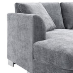 Cloud Ecksofa, L-förmige Luxus-Couchgarnitur mit 2 kostenlosen Kissen, 4-Sitzer Chenille-Innenmöbel mit übergroßer Chaiselongue