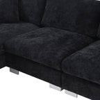 Cloud Ecksofa, L-förmige Luxus-Couchgarnitur mit 2 kostenlosen Kissen, 4-Sitzer Chenille-Innenmöbel mit übergroßer Chaiselongue