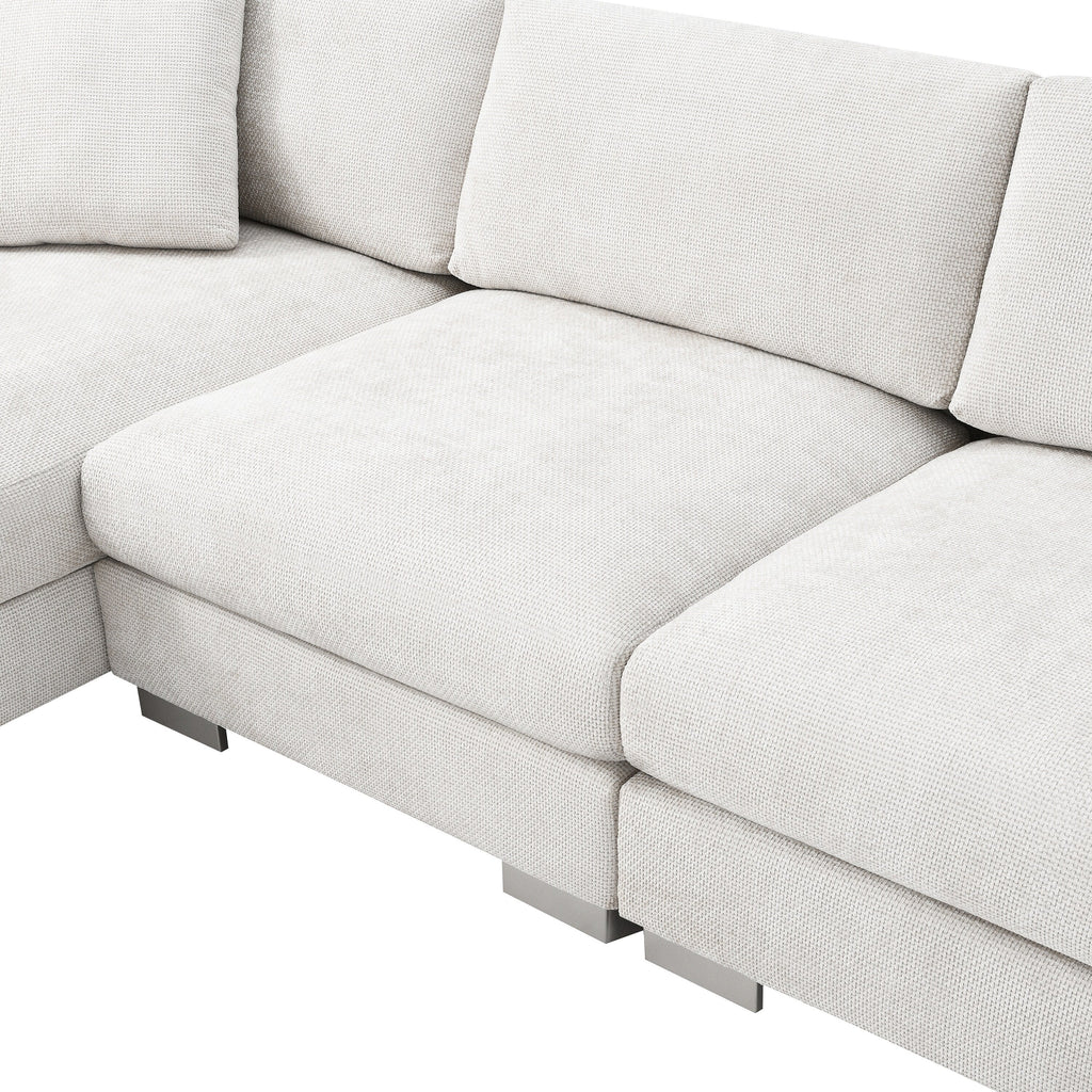 Cloud Ecksofa, L-förmige Luxus-Couchgarnitur mit 2 kostenlosen Kissen, 4-Sitzer Chenille-Innenmöbel mit übergroßer Chaiselongue