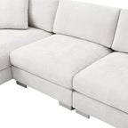 Cloud Ecksofa, L-förmige Luxus-Couchgarnitur mit 2 kostenlosen Kissen, 4-Sitzer Chenille-Innenmöbel mit übergroßer Chaiselongue