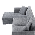Cloud Ecksofa, L-förmige Luxus-Couchgarnitur mit 2 kostenlosen Kissen, 4-Sitzer Chenille-Innenmöbel mit übergroßer Chaiselongue