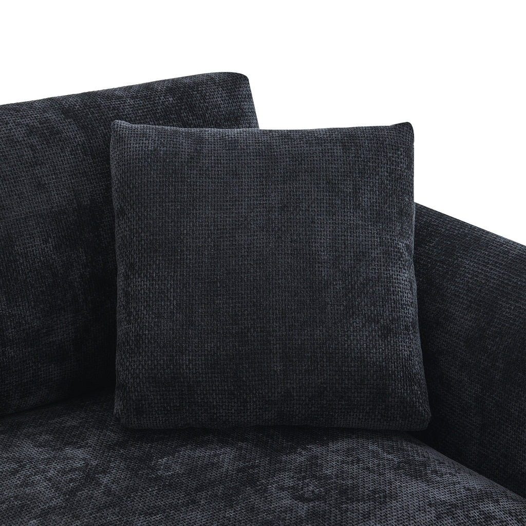 Cloud Ecksofa, L-förmige Luxus-Couchgarnitur mit 2 kostenlosen Kissen, 4-Sitzer Chenille-Innenmöbel mit übergroßer Chaiselongue