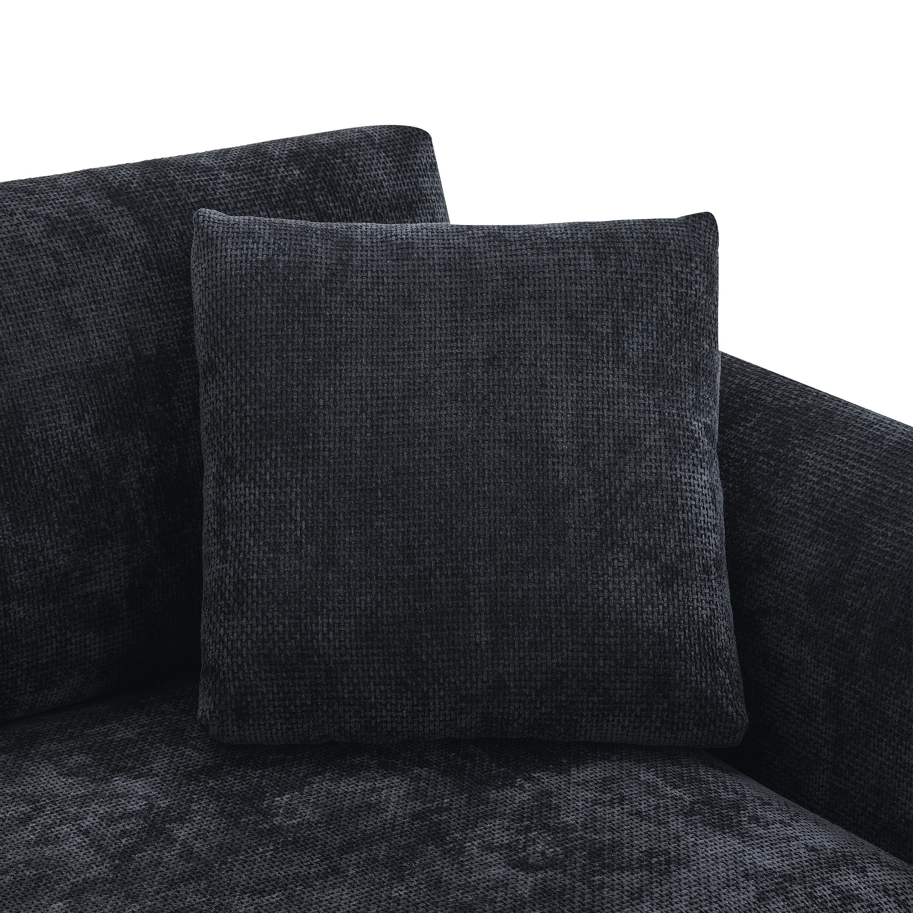 Cloud Ecksofa, L-förmige Luxus-Couchgarnitur mit 2 kostenlosen Kissen, 4-Sitzer Chenille-Innenmöbel mit übergroßer Chaiselongue