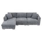 Cloud Ecksofa, L-förmige Luxus-Couchgarnitur mit 2 kostenlosen Kissen, 4-Sitzer Chenille-Innenmöbel mit übergroßer Chaiselongue
