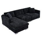 Cloud Ecksofa, L-förmige Luxus-Couchgarnitur mit 2 kostenlosen Kissen, 4-Sitzer Chenille-Innenmöbel mit übergroßer Chaiselongue