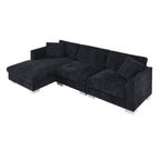Cloud Ecksofa, L-förmige Luxus-Couchgarnitur mit 2 kostenlosen Kissen, 4-Sitzer Chenille-Innenmöbel mit übergroßer Chaiselongue