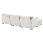 Cloud Ecksofa, L-förmige Luxus-Couchgarnitur mit 2 kostenlosen Kissen, 4-Sitzer Chenille-Innenmöbel mit übergroßer Chaiselongue