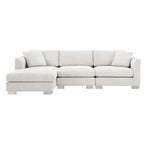 Cloud Ecksofa, L-förmige Luxus-Couchgarnitur mit 2 kostenlosen Kissen, 4-Sitzer Chenille-Innenmöbel mit übergroßer Chaiselongue