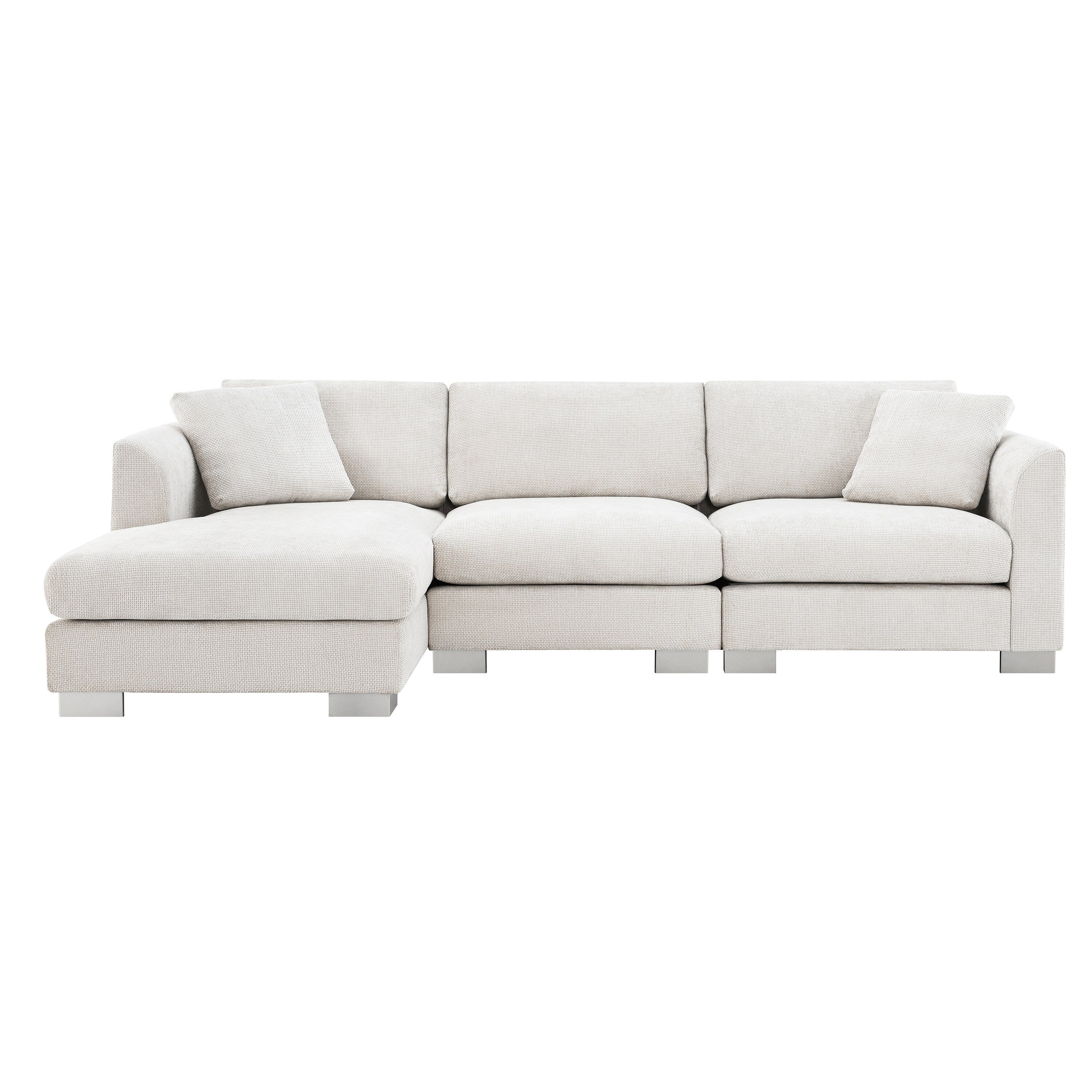 Cloud Ecksofa, L-förmige Luxus-Couchgarnitur mit 2 kostenlosen Kissen, 4-Sitzer Chenille-Innenmöbel mit übergroßer Chaiselongue