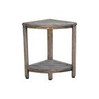 CoastalVogue, Eckduschablage aus Teakholz, Duschhocker zum Beine rasieren, Duschfußhocker, Eckduschhocker aus Teakholz