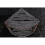 CoastalVogue, Eckduschablage aus Teakholz, Duschhocker zum Beine rasieren, Duschfußhocker, Eckduschhocker aus Teakholz