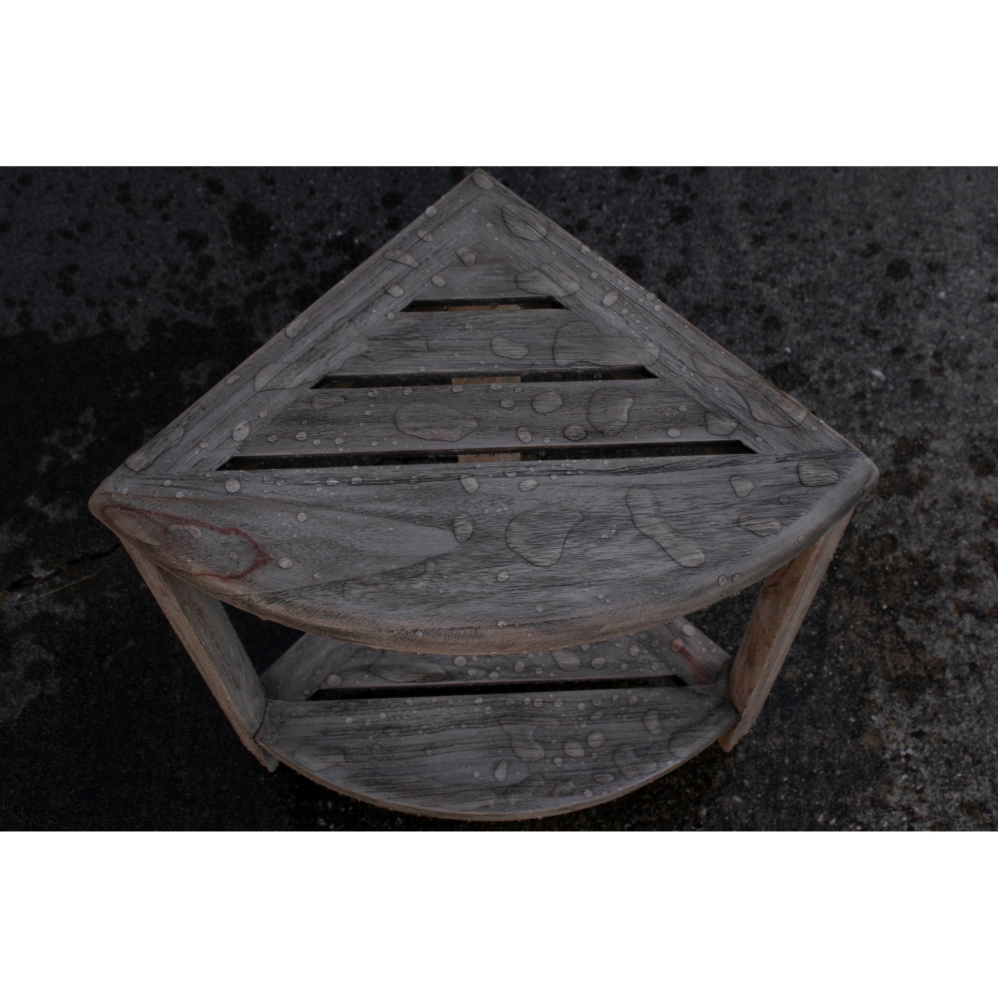 CoastalVogue, Eckduschablage aus Teakholz, Duschhocker zum Beine rasieren, Duschfußhocker, Eckduschhocker aus Teakholz