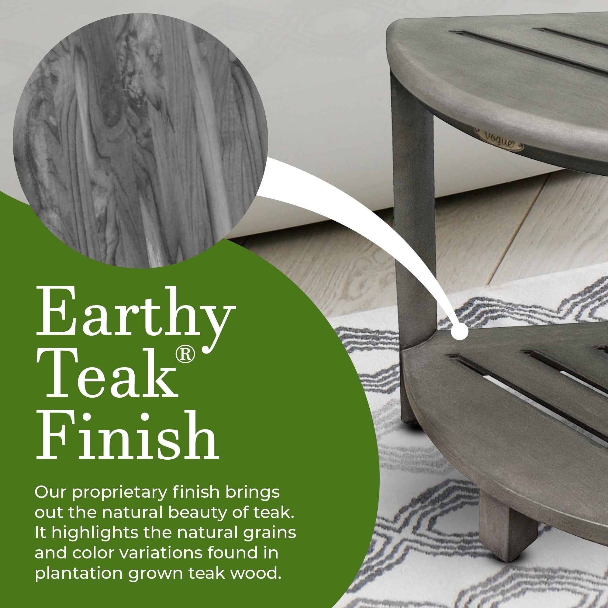 CoastalVogue, Eckduschablage aus Teakholz, Duschhocker zum Beine rasieren, Duschfußhocker, Eckduschhocker aus Teakholz